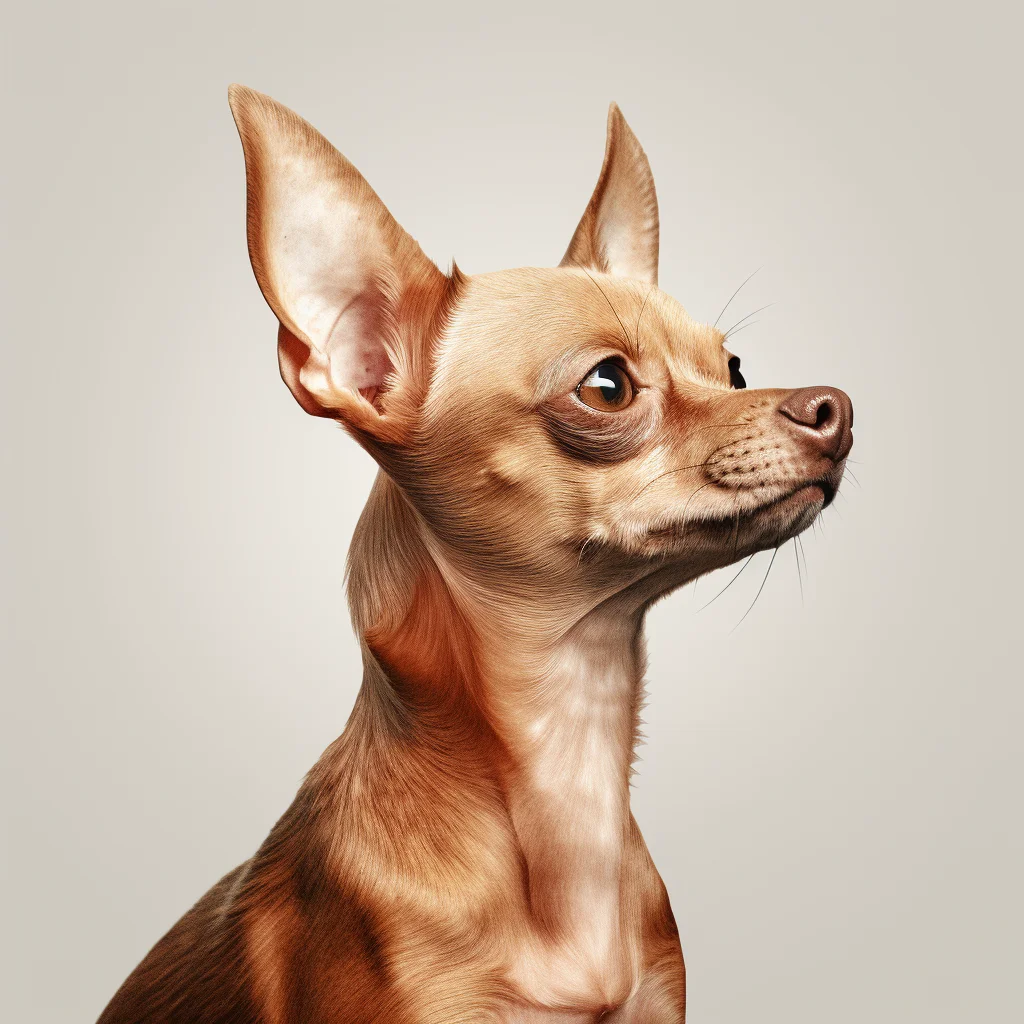 Chihuahua marrón de perfil mirando hacia la derecha