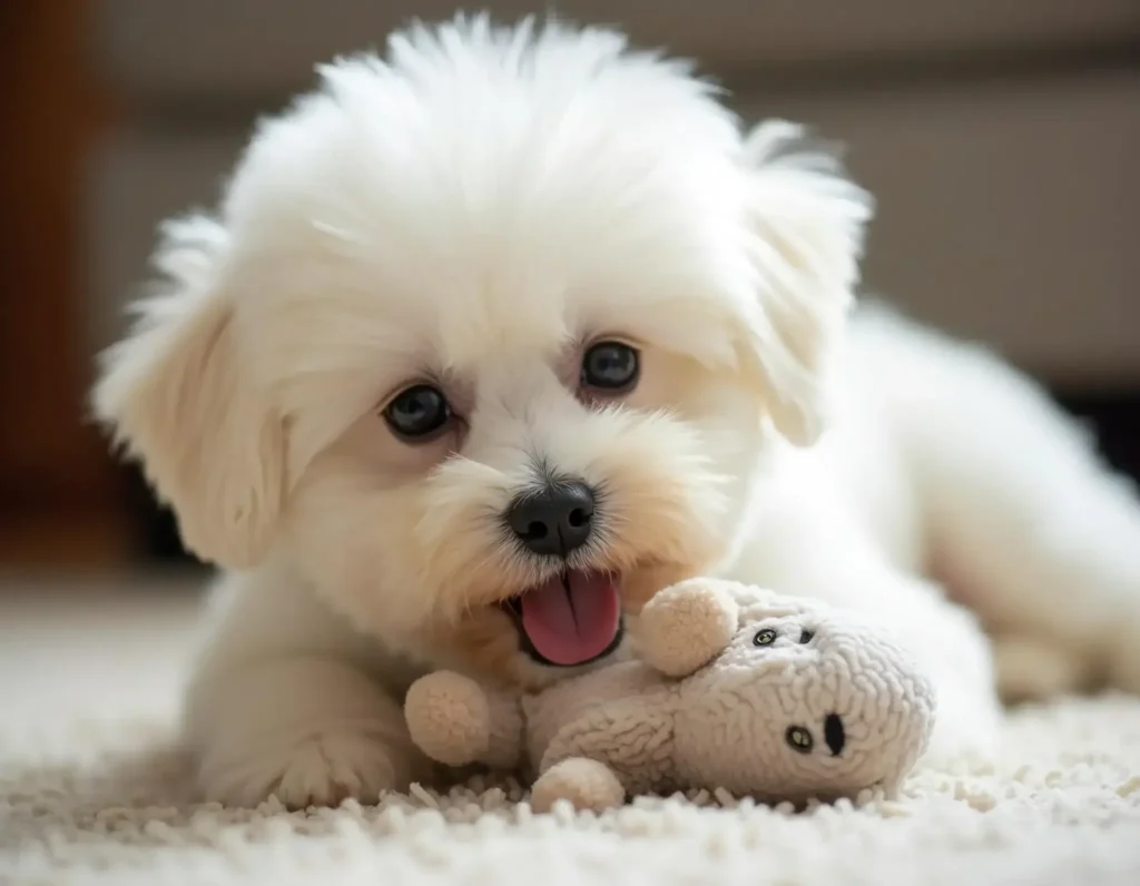 Bichón Frisé 12 Cachorro Bichón Frisé durmiendo plácidamente en una manta suave