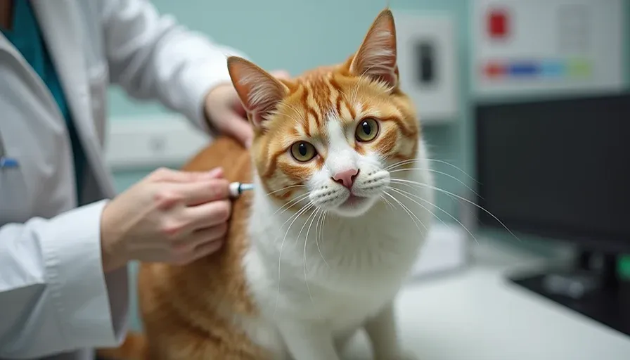 Veterinario administrando una vacuna a un gato doméstico