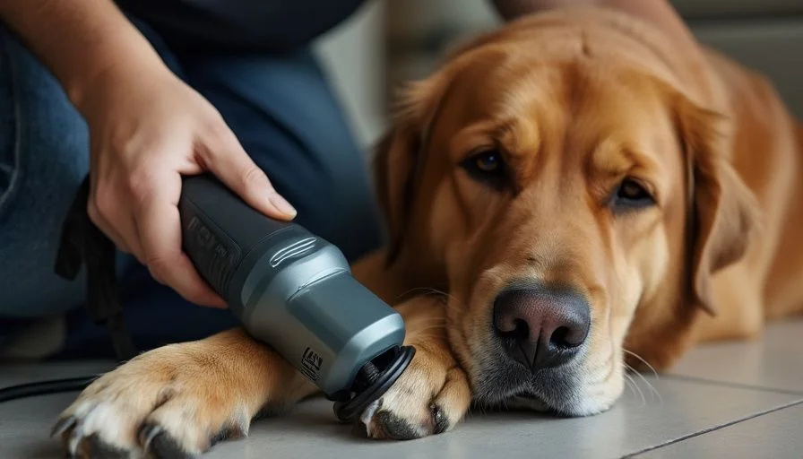 Clasificación de los mejores cortaúñas para perros grandes 1 Perro grande recibiendo un tratamiento de uñas con una lima eléctrica