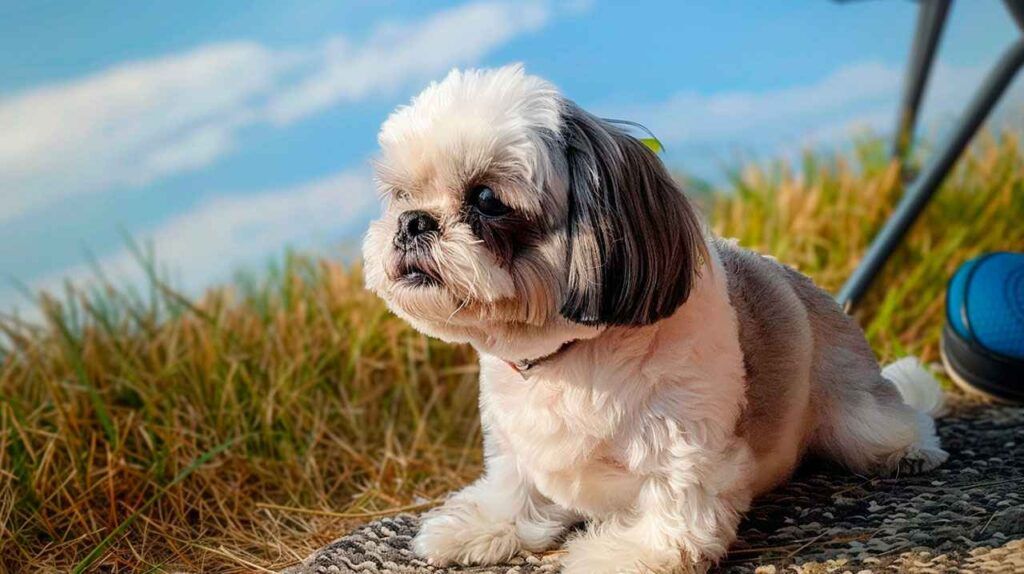 Shih tzu 1 Shih Tzu tumbado sobre el césped.