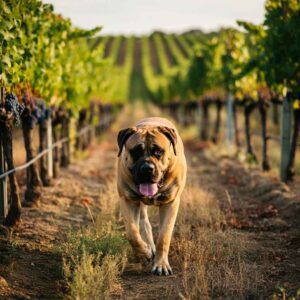 Boerboel 4 Boerboel caminando entre viñedos.