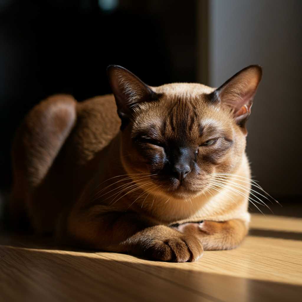 Gato burmés 8 Gato burmés descansando al sol.
