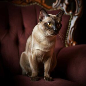 Gato burmés 2 Gato burmés posando en un sillón elegante.