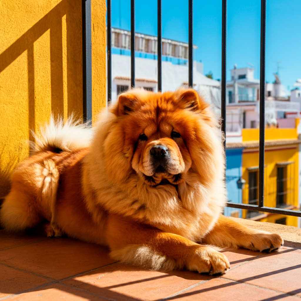 Chow Chow 13 Chow Chow tomando el sol en un balcón.