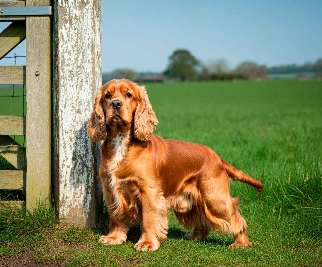 Cocker Spaniel Inglés 6 Cocker Spaniel inglés posando en el campo.