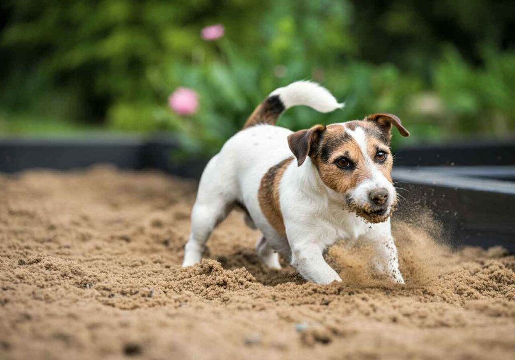 Jack Russell Terrier 8 Jack Russell Terrier cavando en el jardín.
