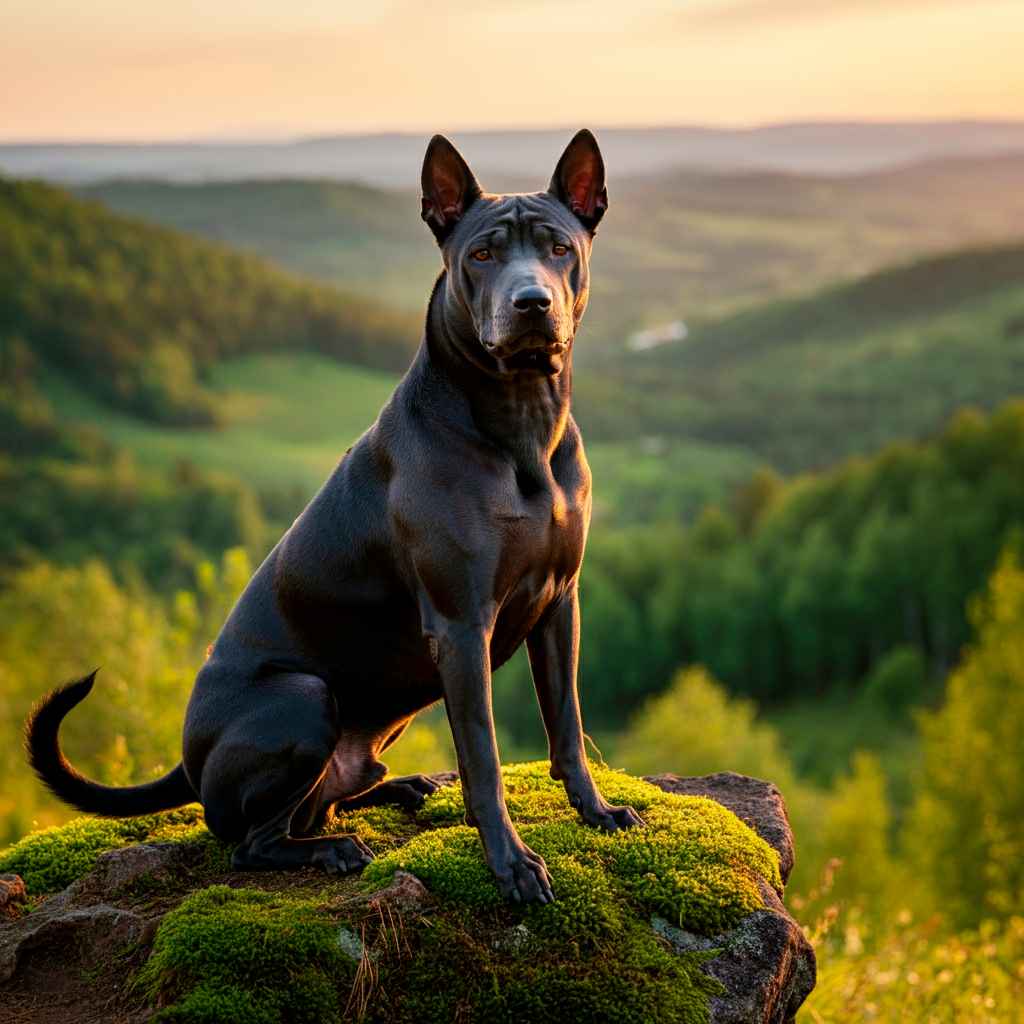 Ridgeback tailandés 8 Ridgeback tailandés sentado sobre una colina al atardecer con vistas al valle.