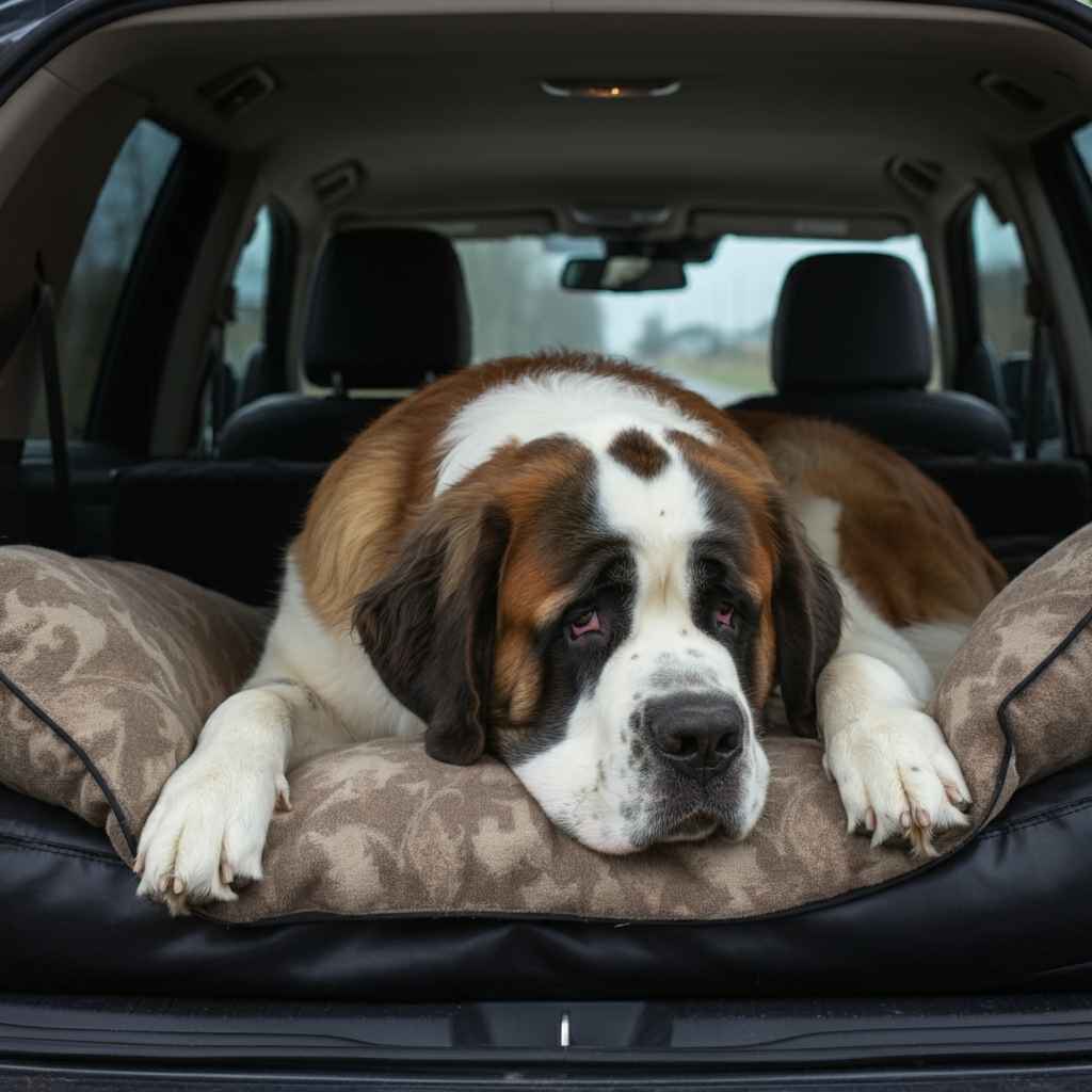 San Bernardo 8 San Bernardo descansando en el coche durante un viaje